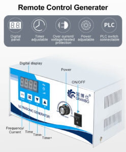 The Image Displays An Ultrasonic Generator With A Digital Control Panel, Featuring Settings For Frequency, Current, Time, And Power Adjustments.