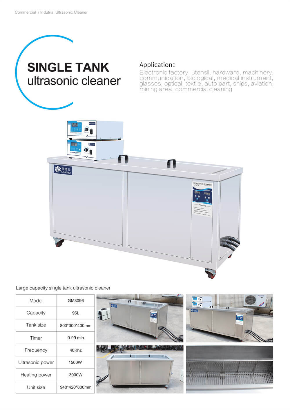 Single Tank Ultrasonic Cleaner