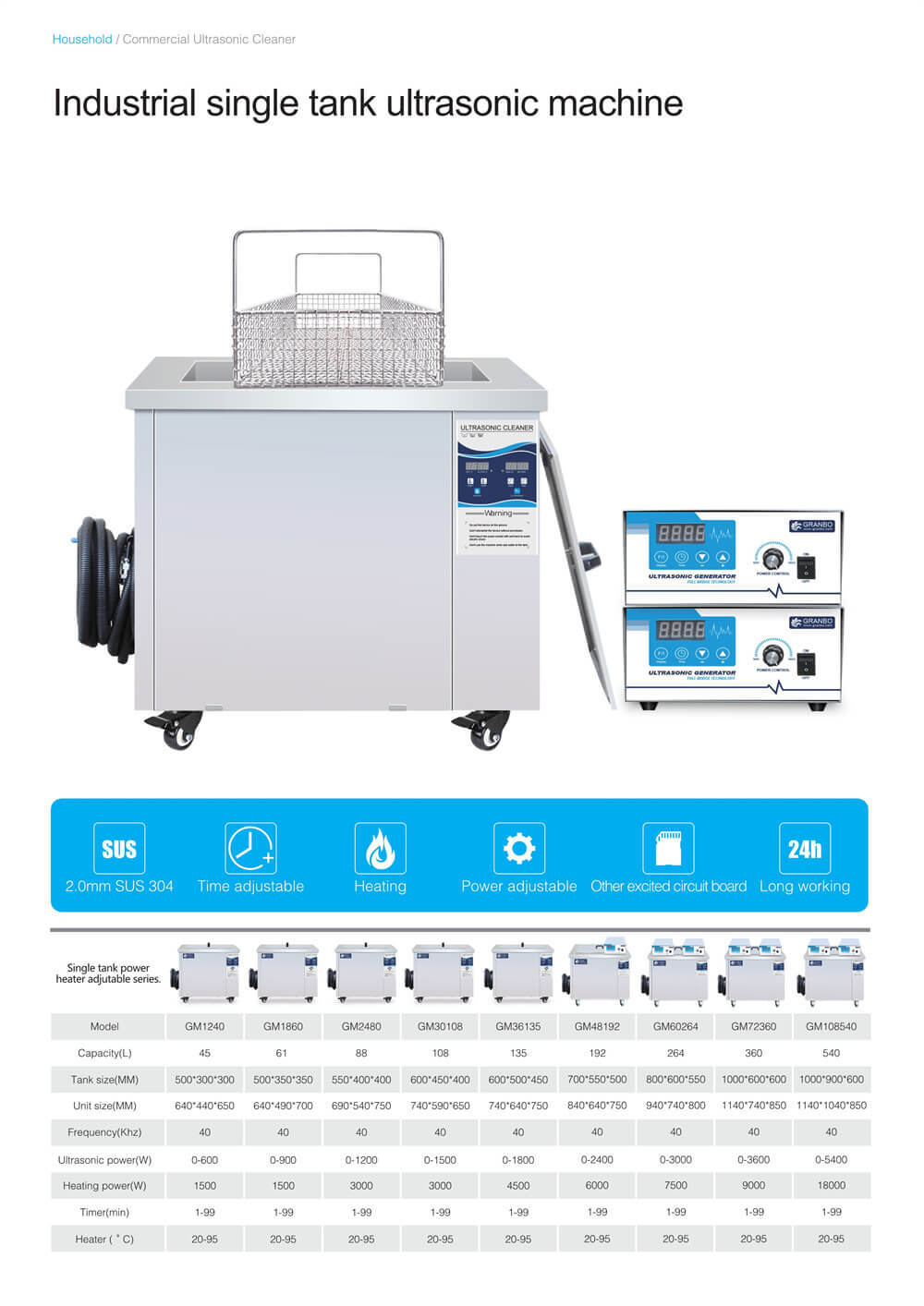 Single Tank Ultrasonic Cleaner