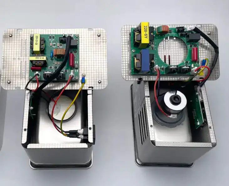 Internal structure comparison of two ultrasonic cleaners with different power